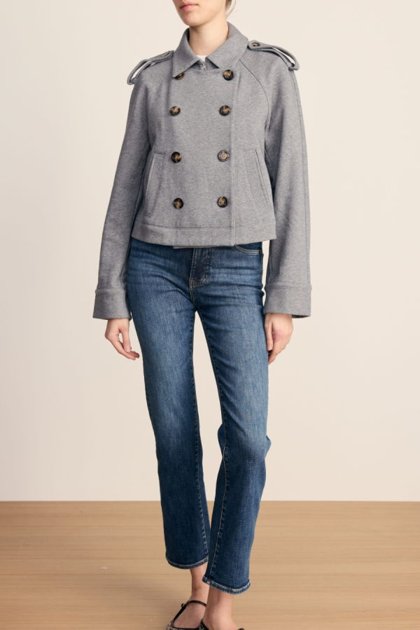 Veronica Beard Cropped Conneley Trench Jacket - Heather Grey