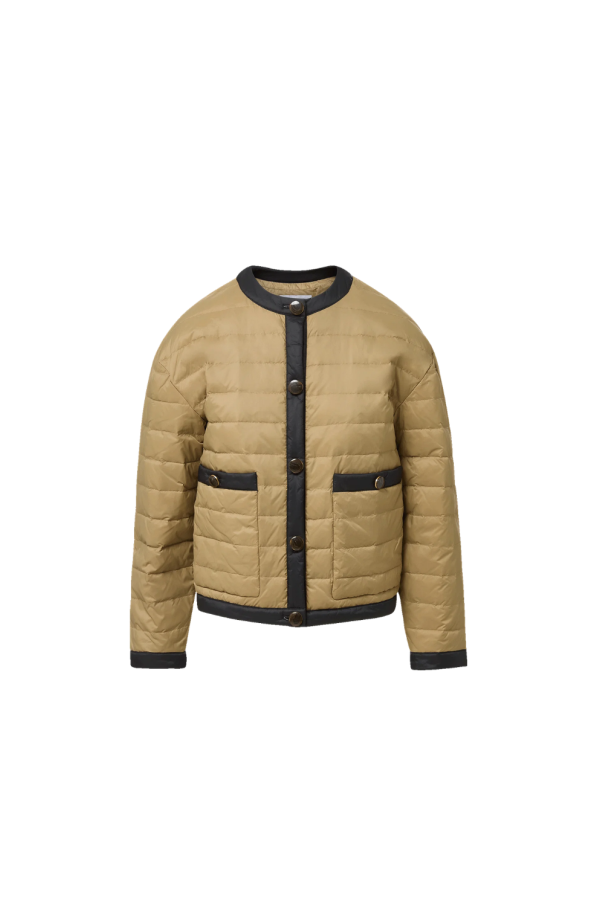 Veronica Beard Pearson Down Dickey Jacket - Desert Taupe/Black