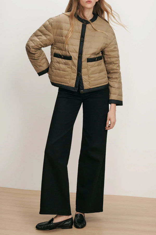 Veronica Beard Pearson Down Dickey Jacket - Desert Taupe/Black