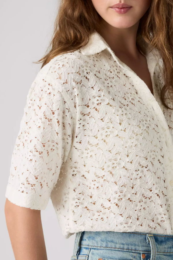 Levi's Harlie Short Sleeve Lace Shirt - Egret Lace