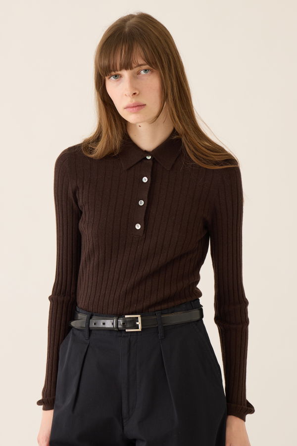 demylee Luna Superfine Cashmere Polo Top