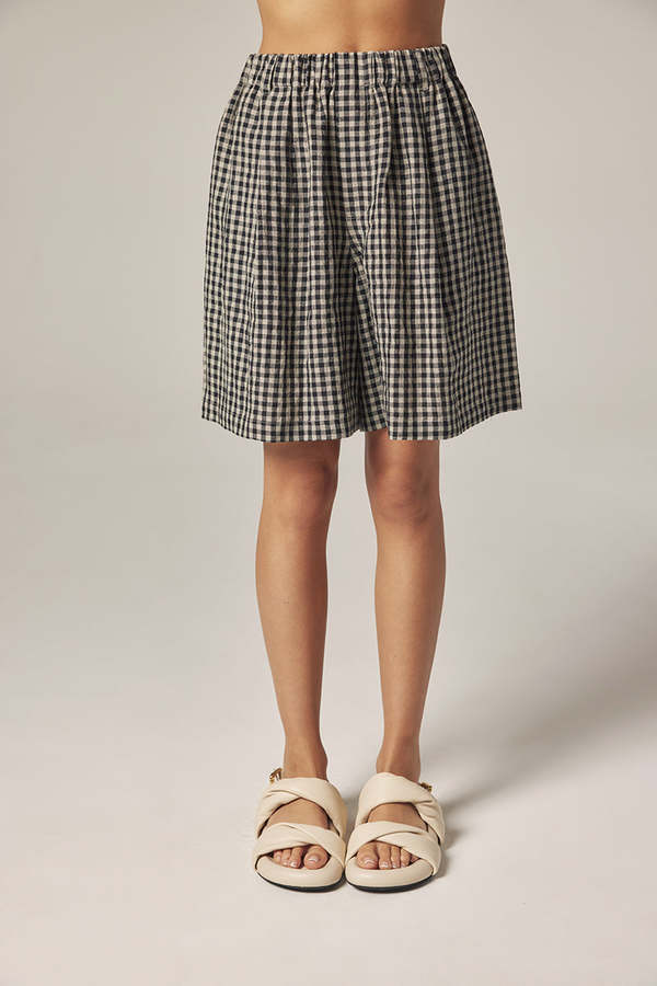 amente Gingham Easy Shorts - Black/Natural