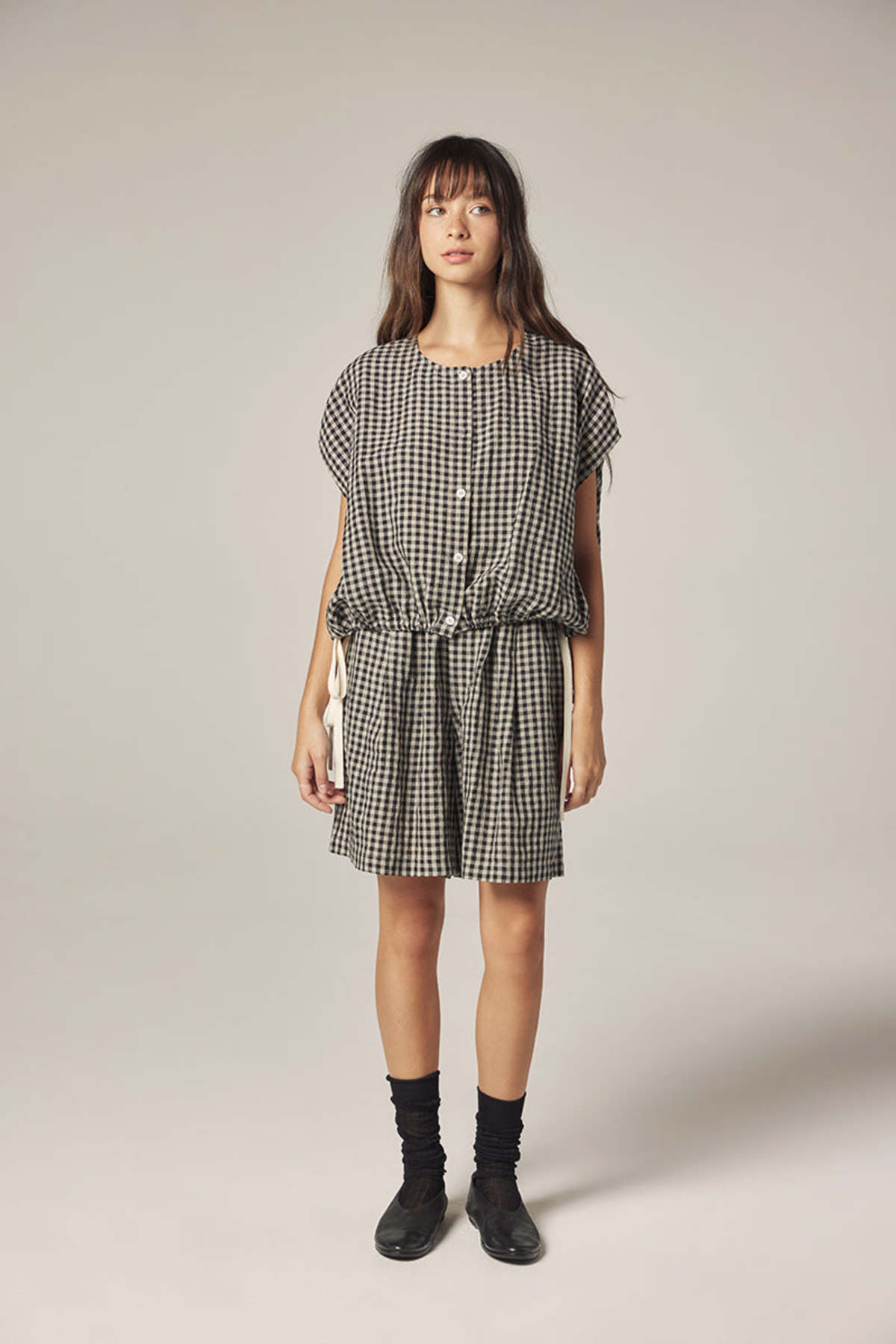 amente Gingham Easy Shorts - Black/Natural - Image 3 of 7