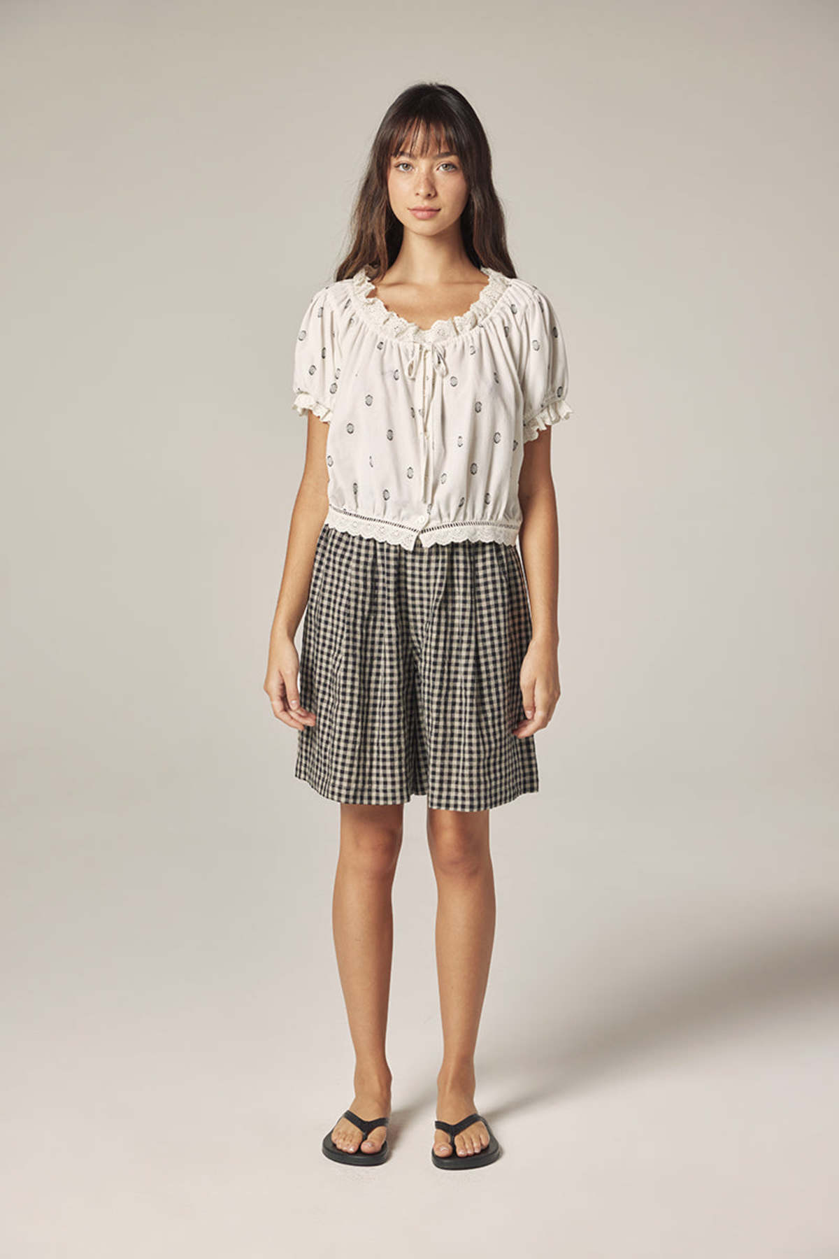 amente Gingham Easy Shorts - Black/Natural - Image 4 of 7