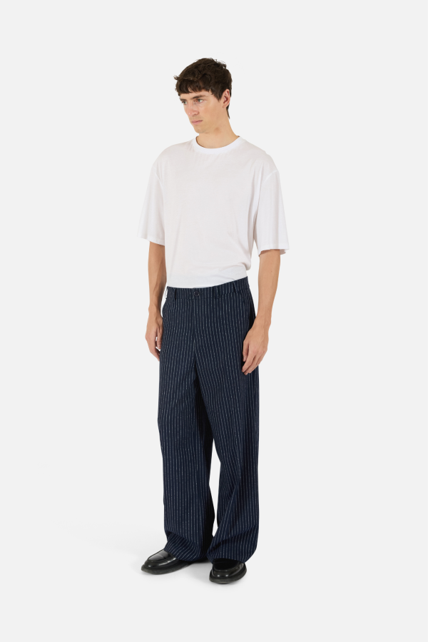 KROST Pinstripe Wide Leg Trousers - Navy