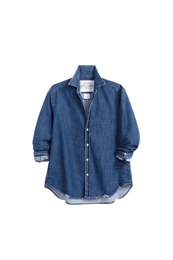 Frank & Eileen Eileen Relaxed Button-Up Shirt - Distressed Indigo Washed Denim