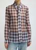 Tibi Silk Cotton Plaid Blouse With Removable Tie - Thumbnail 1