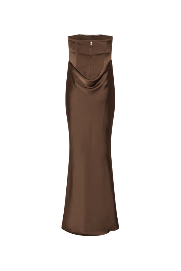 ROTATE Birger Christensen Corsage Long Dress - Chicory Coffee