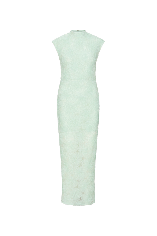 ROTATE Birger Christensen Flower Mesh Maxi Dress - Ice Flow
