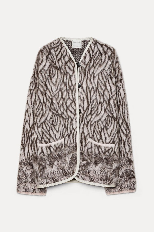 Forte Forte "Plum De Heron" Alpaca Jacquard Short Coat - Jade