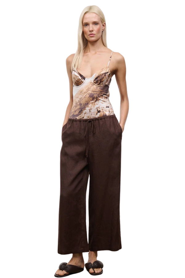 Staud Mateo Linen Cropped Pant