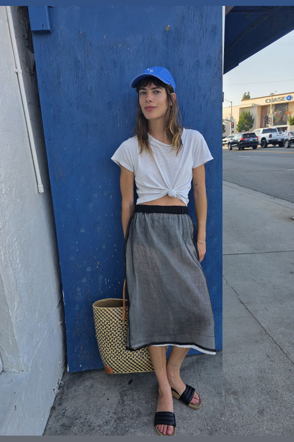 LWN Double Digi Organdy Check Lace Skirt
