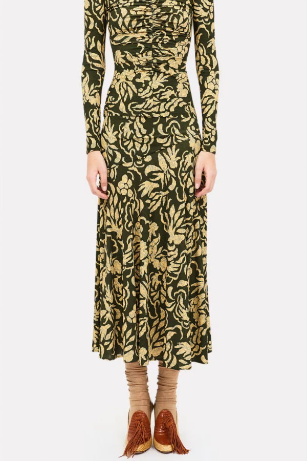 Ulla Johnson Fiona Jersey Skirt - Khaki Floral