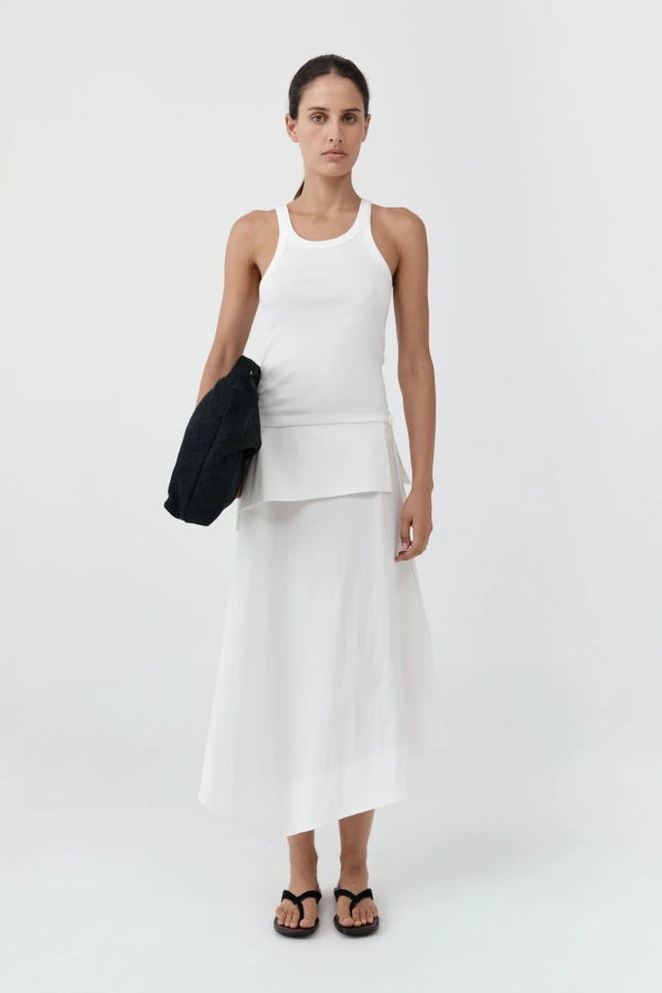 St. Agni Organic Cotton Racer Singlet Top White