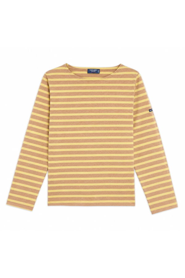 Saint James Meridame II Breton Shirt - Beige Melange / Butter Yellow