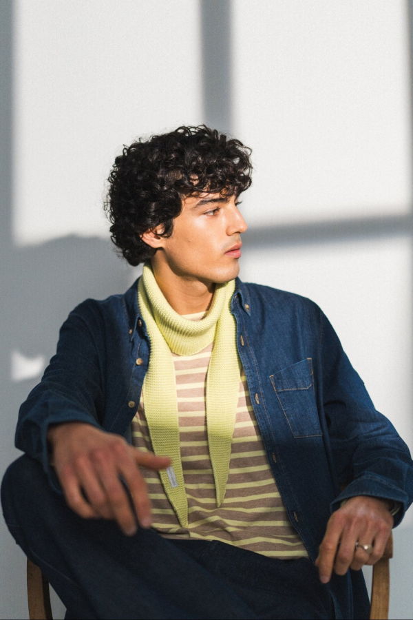 Saint James Minquiers Modern Breton Shirt - Beige Melange/Butter Yellow