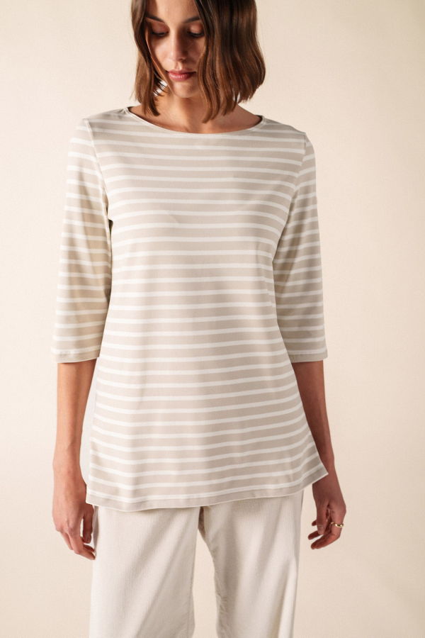 Saint James Phare Anti-UV Striped Tunic - Beige / Ivory
