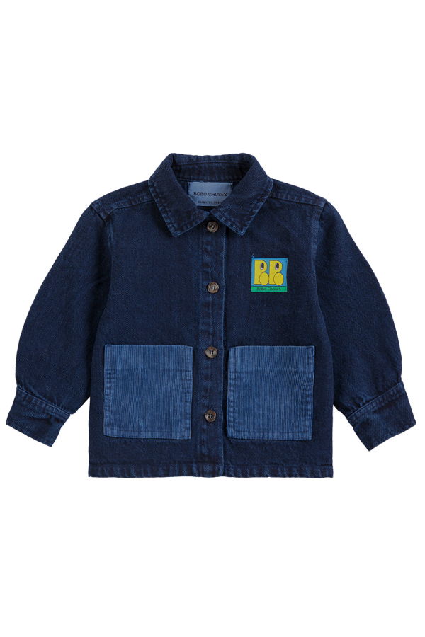 KIDS Bobo Choses Baby Denim Shirt With Booo Bo Choses Tag Midnight Blue
