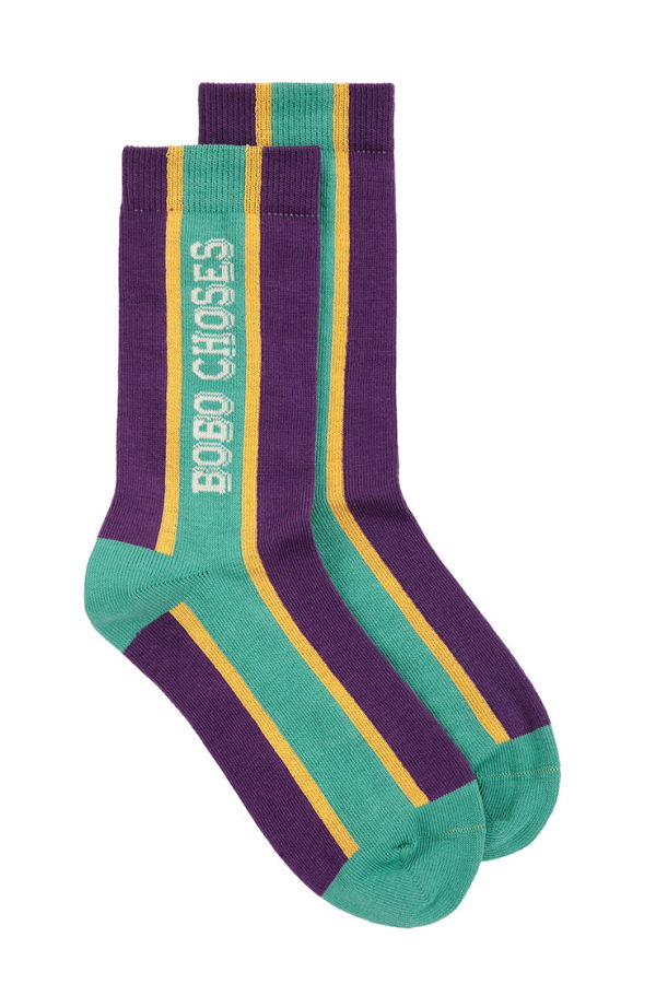 KIDS Bobo Choses Extra-Long Striped Socks - Purple