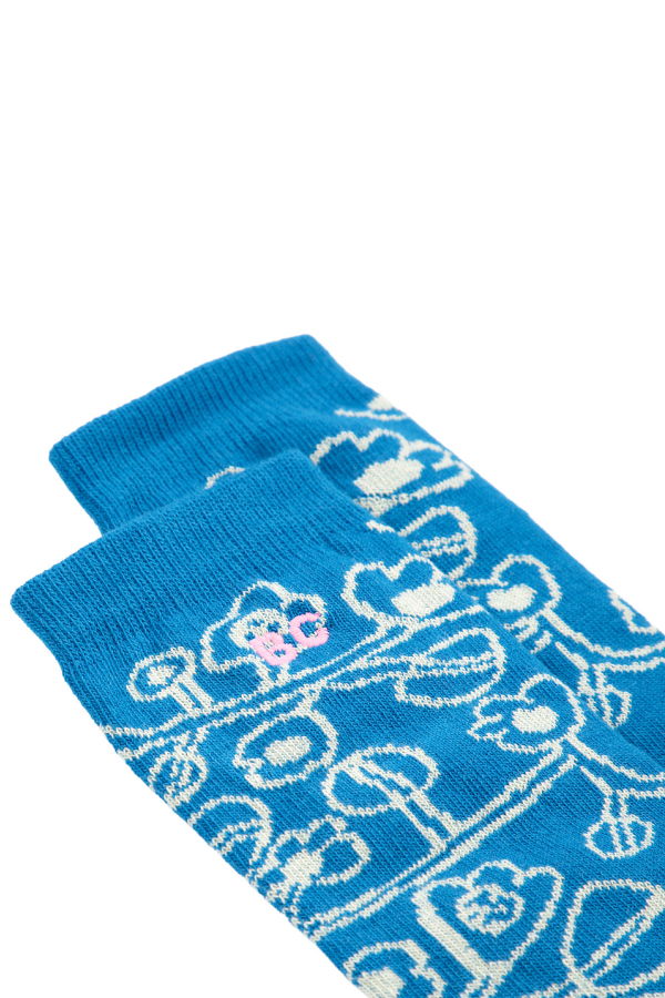 KIDS Bobo Choses Long Socks All Over Sketchy Flowers Print - Blue