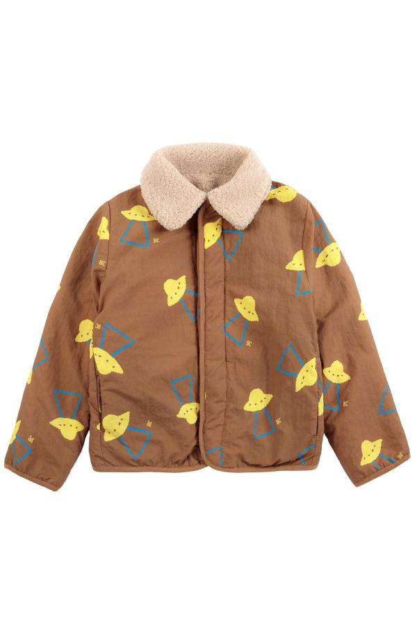 KIDS Bobo Choses Reversible Teddy Jacket All Over Pixel Abduction Print - Brown