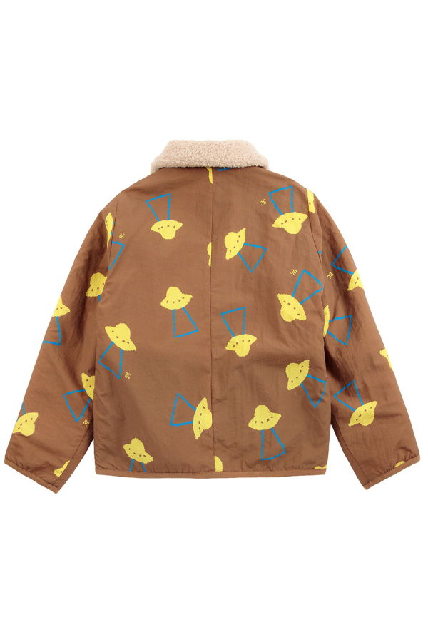 KIDS Bobo Choses Reversible Teddy Jacket All Over Pixel Abduction Print - Brown