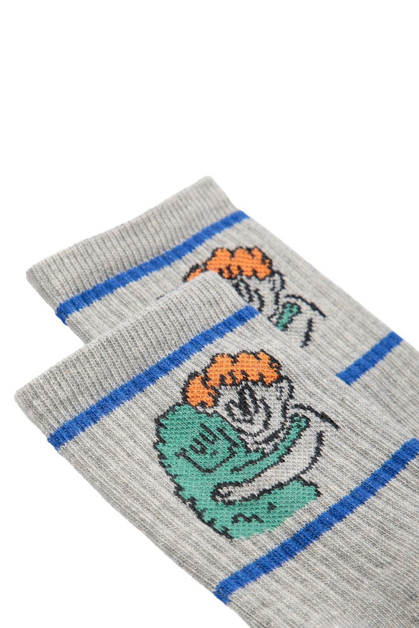 KIDS Bobo Choses Child Short Socks Hug Hairy Monster Print - Gray