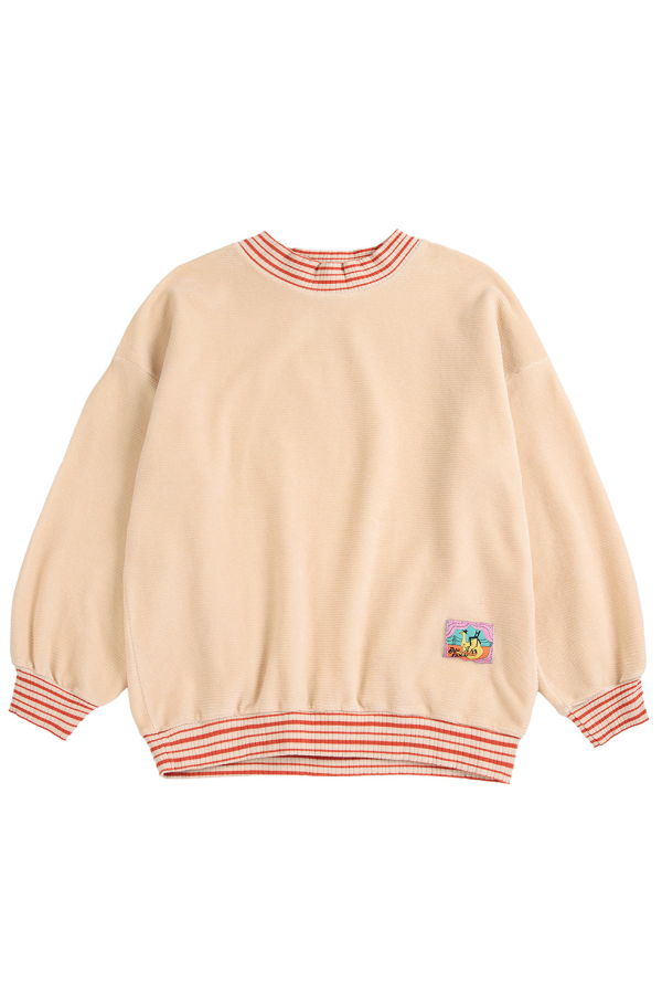 KIDS Bobo Choses Velvet Sweatshirt With Taxi Saurus Tag - Pink
