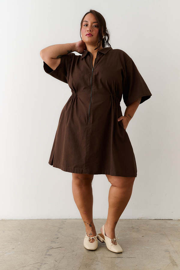 Noble Organic Cotton Utility Dress Chocolate / M