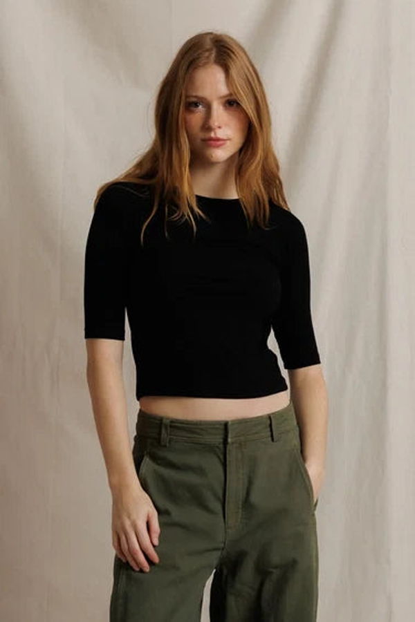 Perfect White Tee The Amelia Long Sleeve Tee - Black