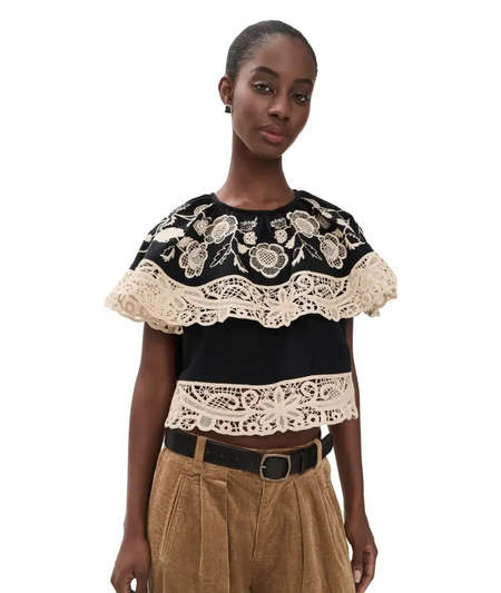 Sea NY Bethany Lace Tank - Black/White | Garmentory