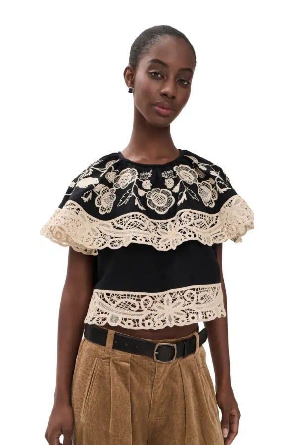 Sea NY Shiloh Embellished Short Sleeve Top