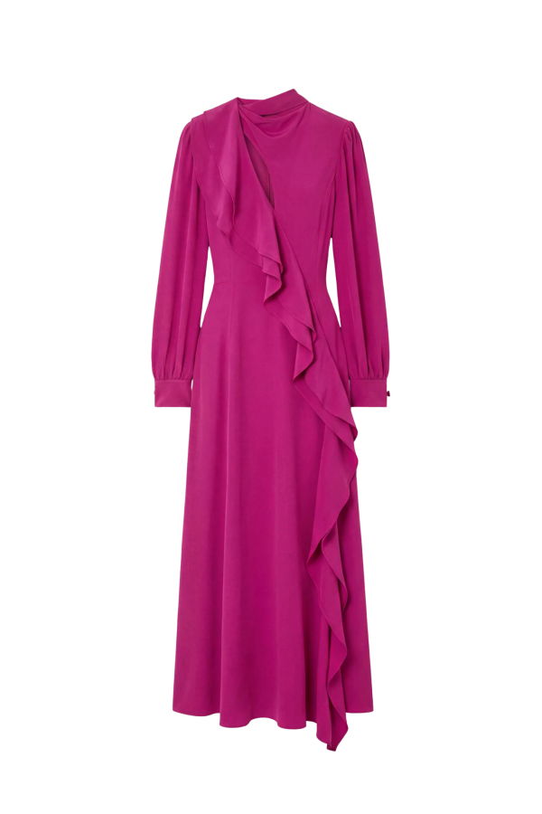 Ulla Johnson Sabrina Long Sleeve Silk Dress - Orchid