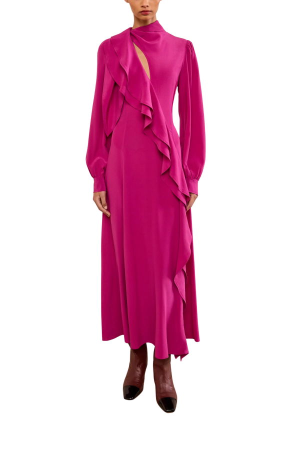 Ulla Johnson Sabrina Long Sleeve Silk Dress - Orchid