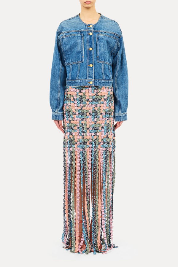 Ulla Johnson The Briar Collarless Denim Jacket - Danube