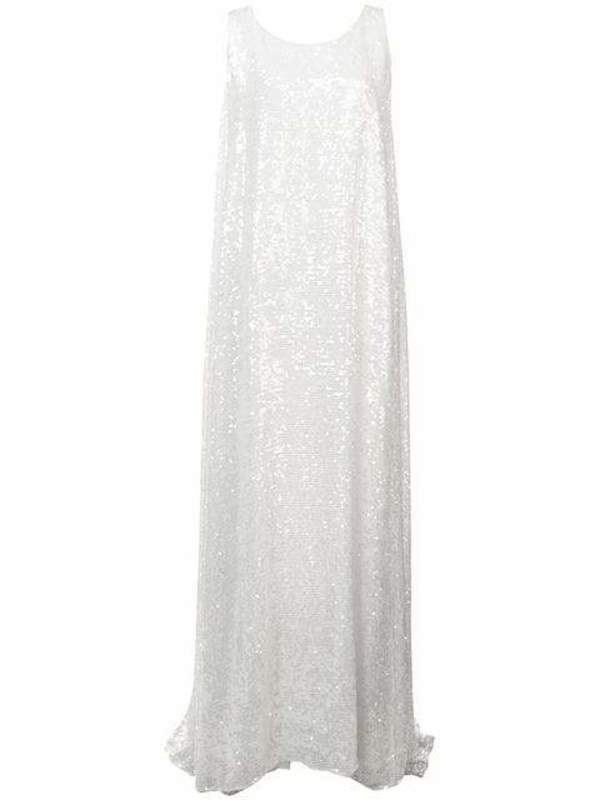 Adam Lippes Sequin Embroidered Tank Gown W Knot Back - Ivory