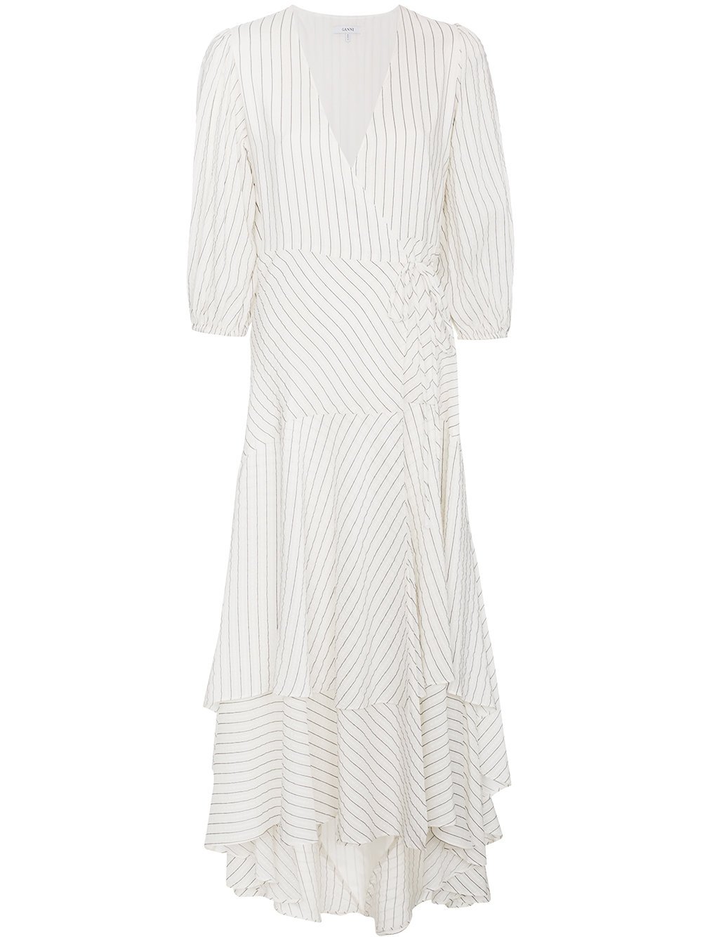 ★Ganni★ Stretch Seersucker Wrap Dress Love Motion F7663487 MUSINSA | GANNI Stretch Sicher Wrap Dress - Love Motion