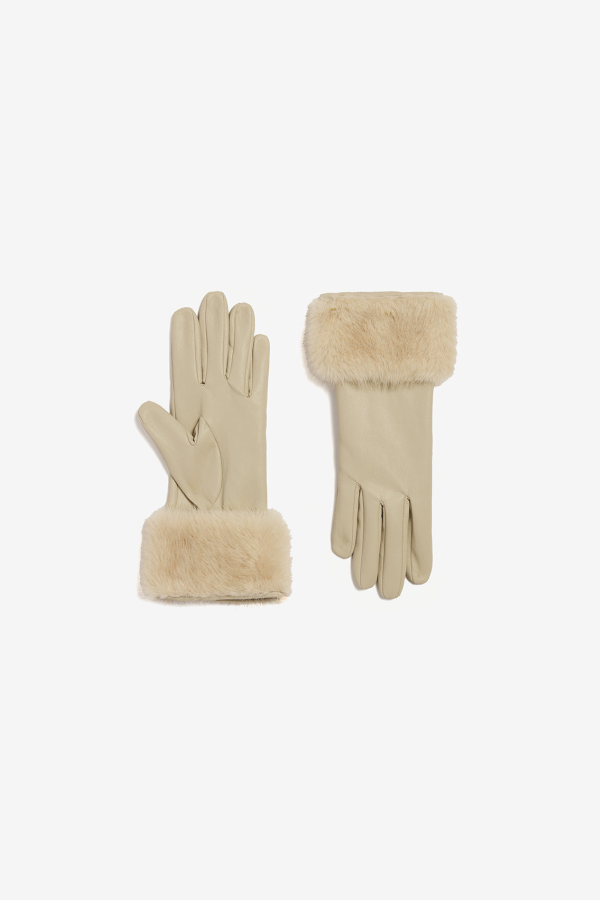 APPARIS Betty Shaved Mink Gloves - Beige/Latte Multi