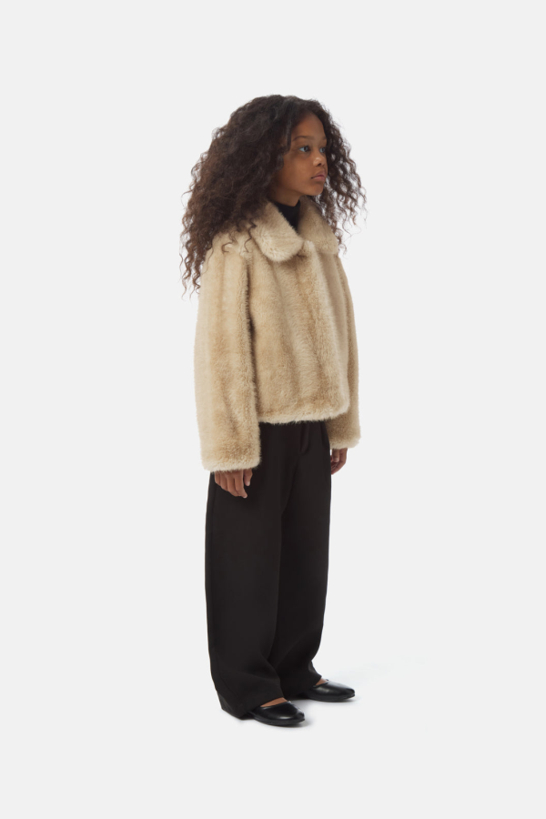 KIDS APPARIS Elis Shaved Mink Coat - Latte Multi