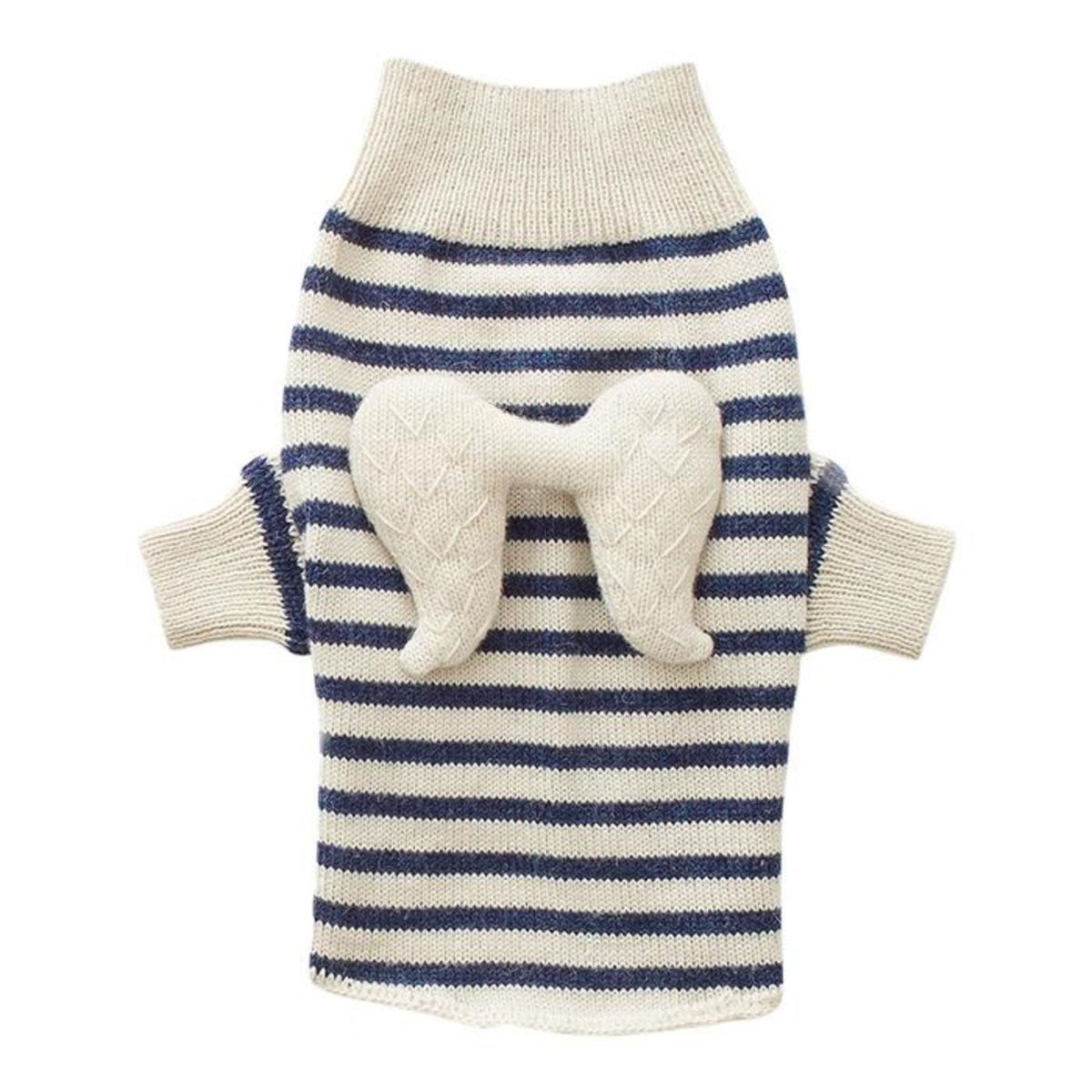 Oeuf NYC Dog Sweater With Angel Wings - White/Indigo Dots - Image 1 of 1