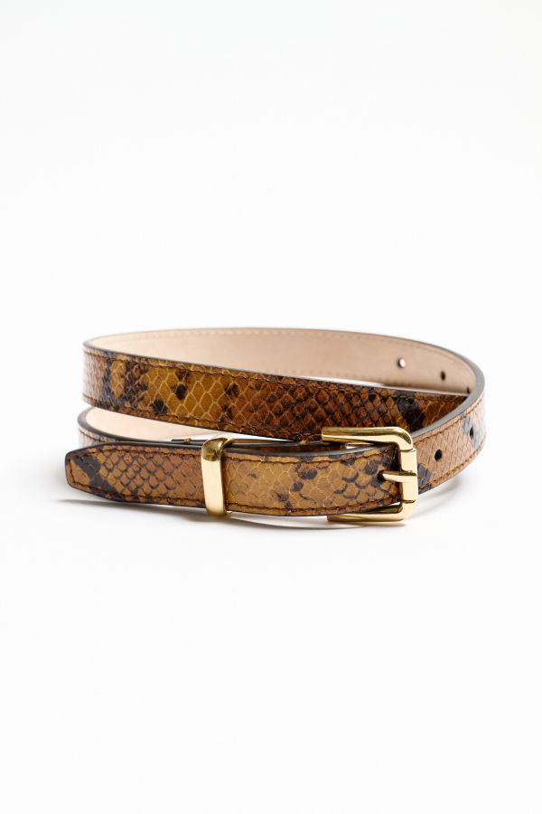 Jamie Haller The Slim Bar Belt - Mustard Python