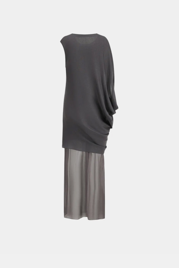 Oude Waag Asymmetric Draped Maxi Dress - Grey Blue