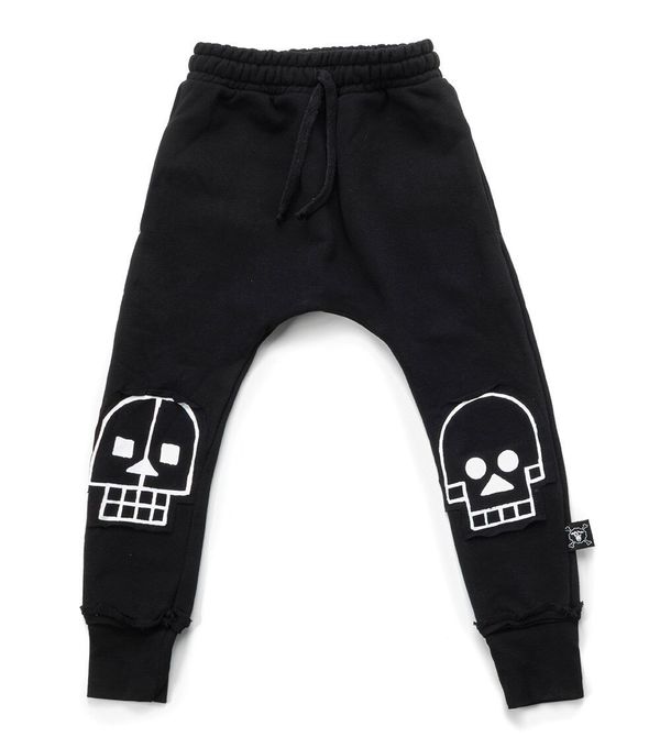 Kids NUNUNU Skull Robot Patch Baggy Pants - Black Kids NUNUNU Skull Robot Patch Baggy Pants - Black