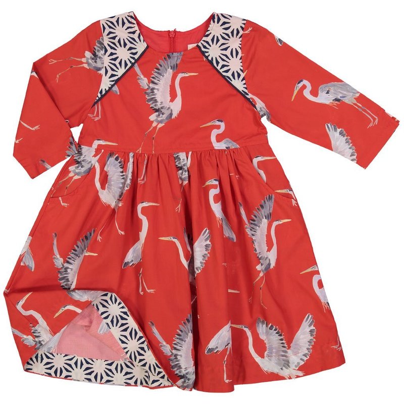 Kids Pink Chicken Songbird Dress - Aurora Red Herons | Garmentory