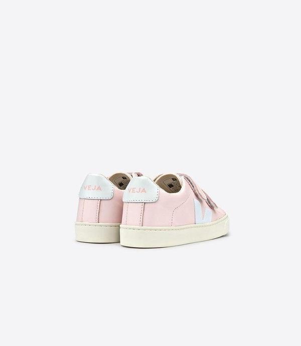 Kids Veja Esplar Small Velcro Leather Shoes - Petale/White Kids Veja Esplar Small Velcro Leather Shoes - Petale/White