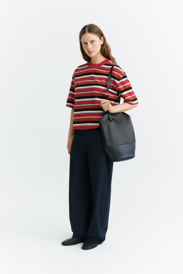 Thinking MU Kiki Striped Lena Tee - Red Stripes