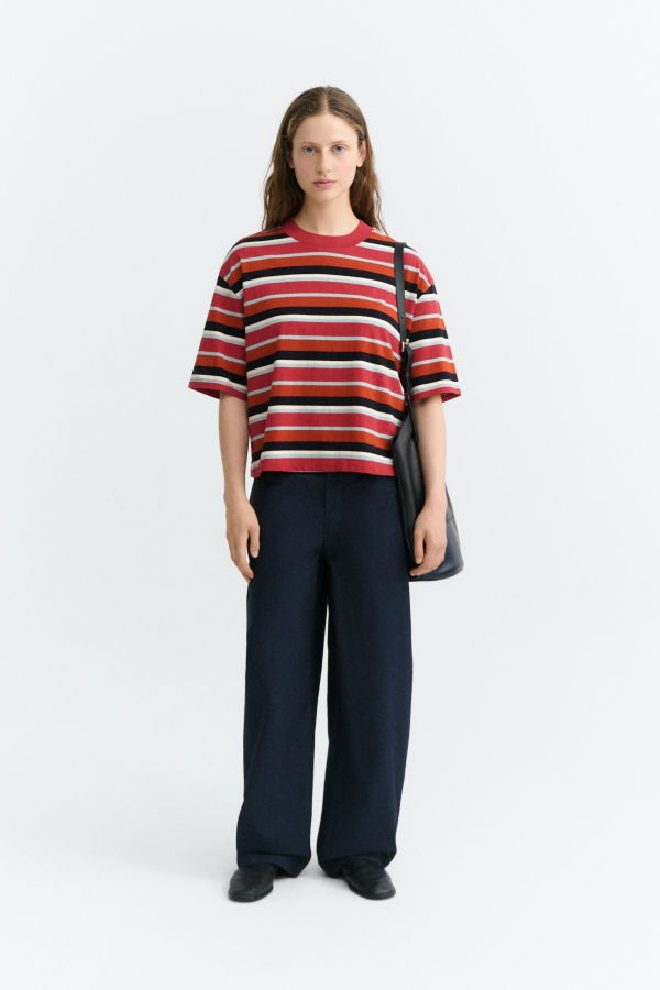 Thinking MU Kiki Striped Lena Tee - Red Stripes