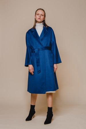 cornflower blue wool coat