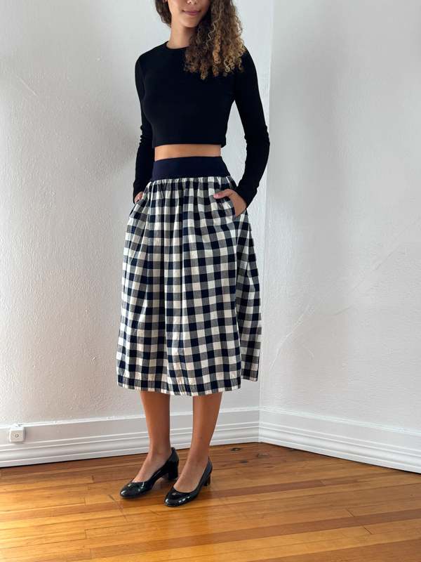 Vintage Issey Sport Plaid Cotton Skirt Vintage Issey Sport Plaid Cotton Skirt