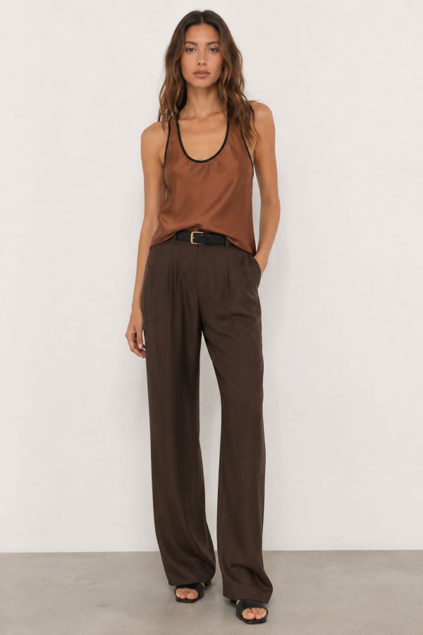 Staud Lynelle Silk Tank - Cigar